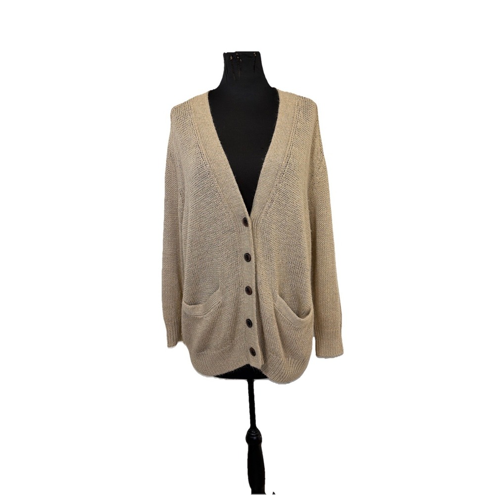 Ralph Lauren Denim Supply Womens Large Brown Cardigan Pockets Chunky Knit Boho